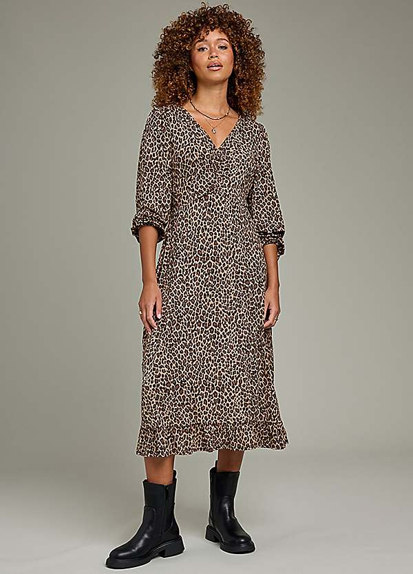 Freemans Leopard Print Midi Tea Dress