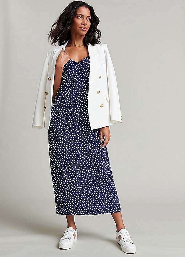 Freemans Navy Spot Midi Slip Dress