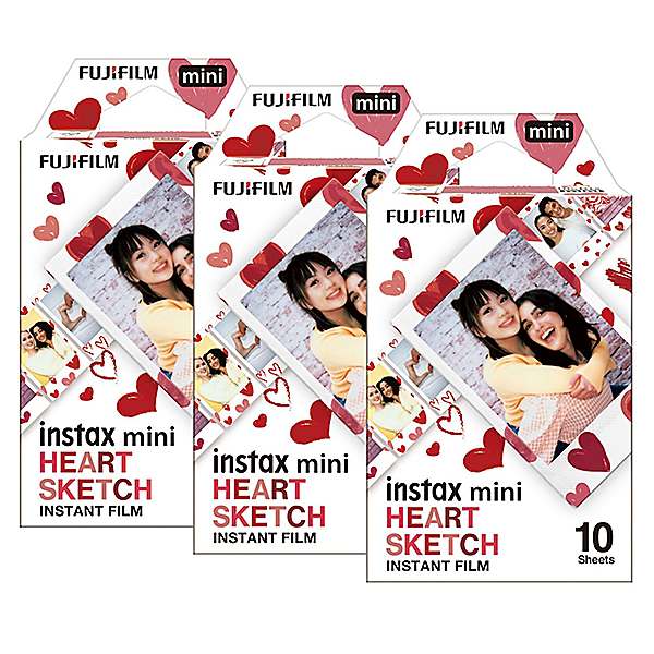 Fujifilm Instax Mini Heart Sketch Photo Film - 30 Shot Pack | Freemans