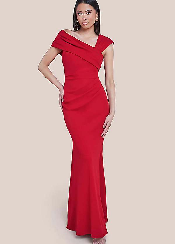 goddiva one shoulder evening maxi dress product info and reviews Goddiva One Shoulder Slinky Foil Flared Maxi Dress – Tradegala