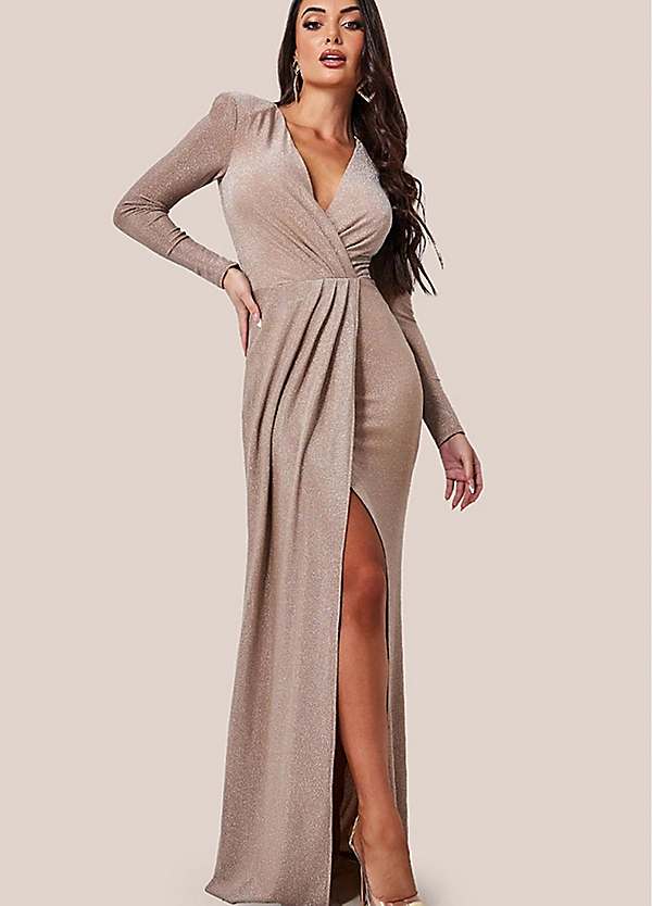 wrap front evening dress Little Black Dress Thread Embroidery Maxi by Maxim Creation