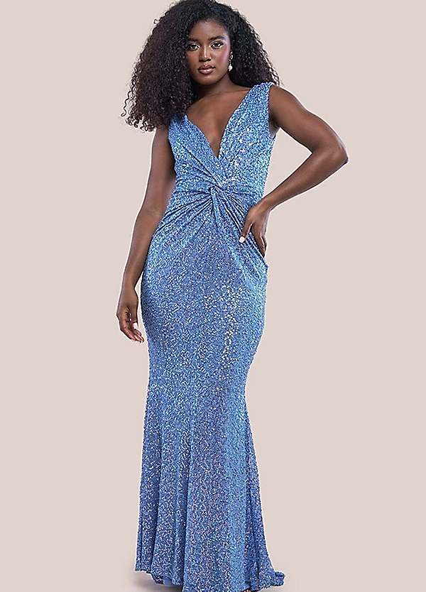 Goddiva Twisted Front Sequin Maxi Dress | Freemans