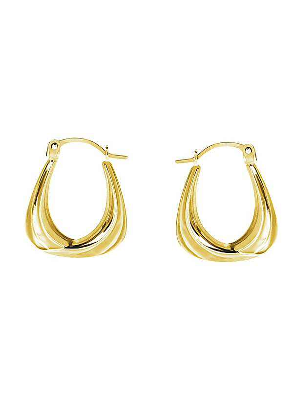 Gorgeous Gold 9ct 14mm Swirl Handbag Creole Hoop Earrings Freemans