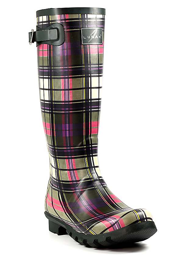 Grisport Lunar Green Tartan Wellingtons Freemans