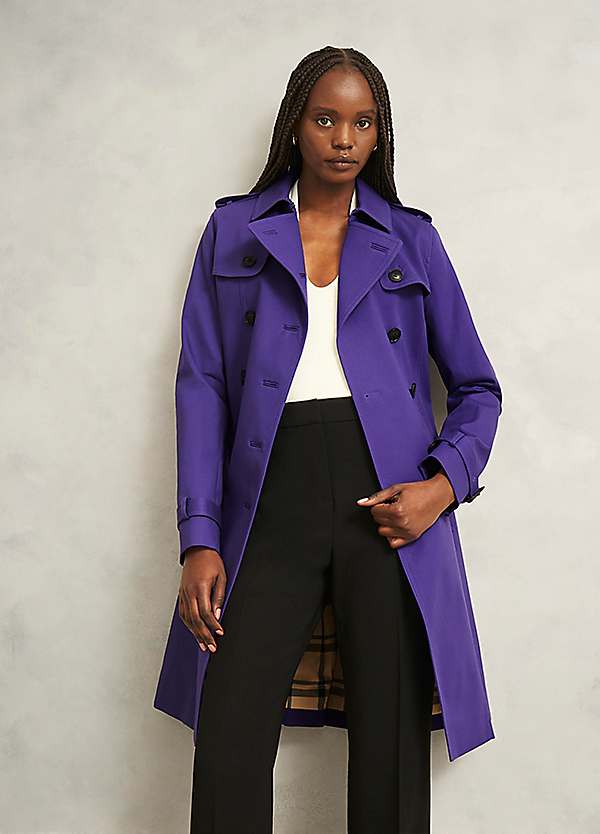 Purple Saskia Trench Coat Hobbs Hobbs London Saskia Trench Coat, Sz 12