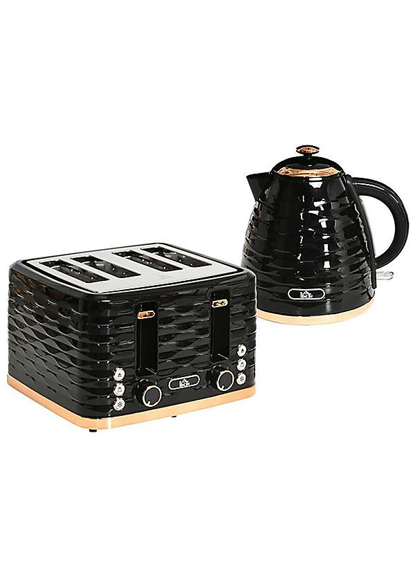 HOMCOM Kettle Slice Toaster Set Black Freemans
