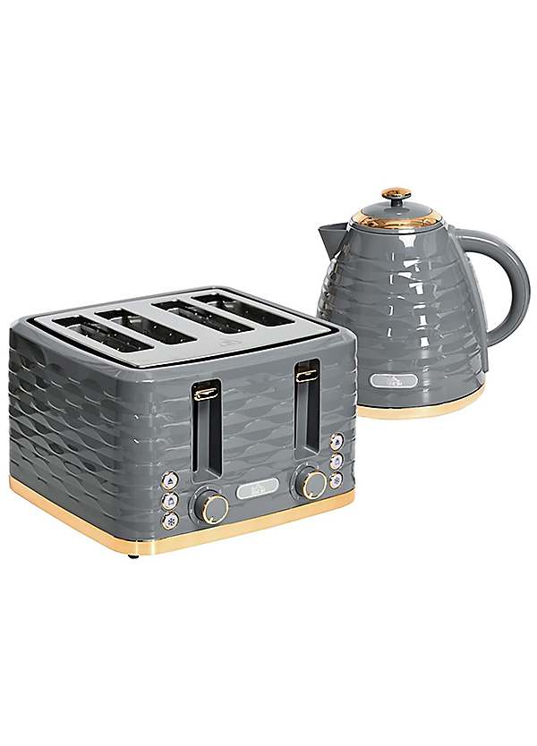 HOMCOM Kettle Slice Toaster Set Grey Freemans