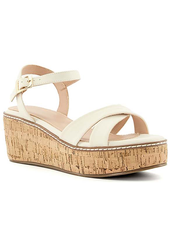 Head Over Heels by Dune Kylie Ecru Cross Strap Flatform Sandals