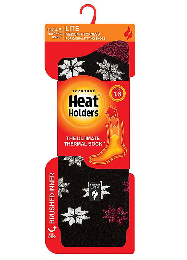 Heat Holders Ladies Pair Black Lite Thermal Socks St Moritz