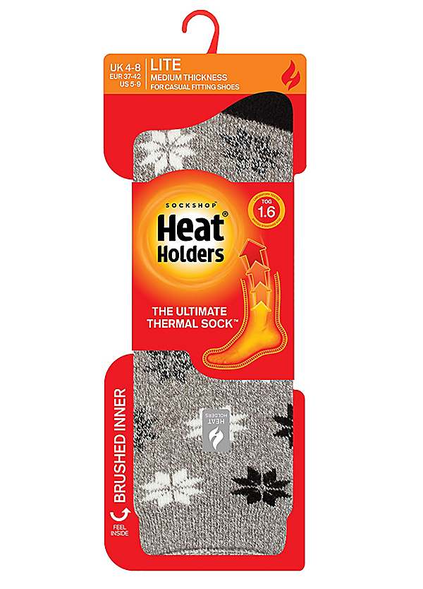 Heat Holders Ladies Pair Grey Lite Thermal Socks St Moritz