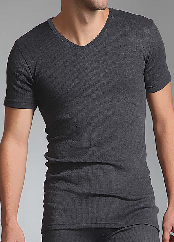 Heat Holders Men's Pack Charcoal V-Neck Short Sleeve Thermal