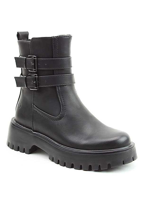 Heavenly Feet Litesoles® Style Aspen Black Mid Buckle Ankle Boots