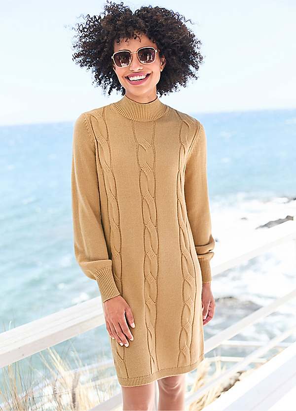 Heine Cable Knit Wool Blend Knee Length Dress | Freemans