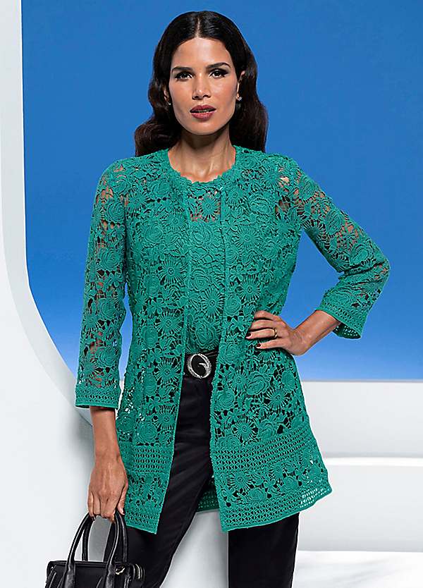 Floral lace jacket best sale