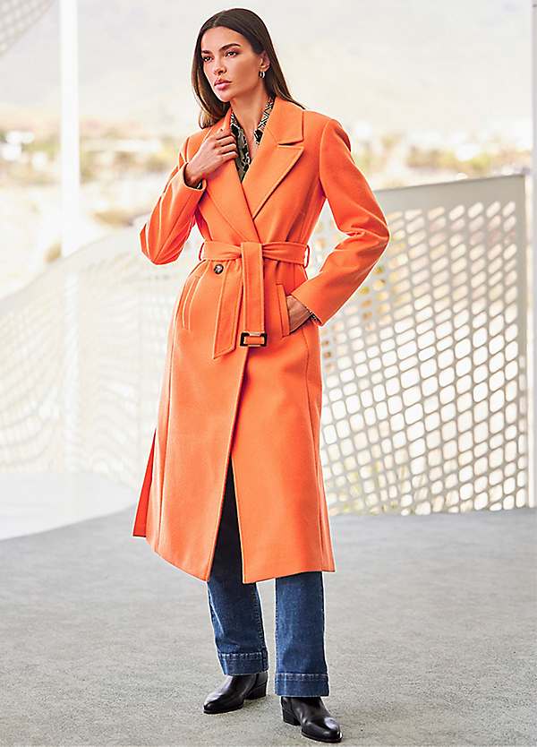 Long belted winter coat hotsell