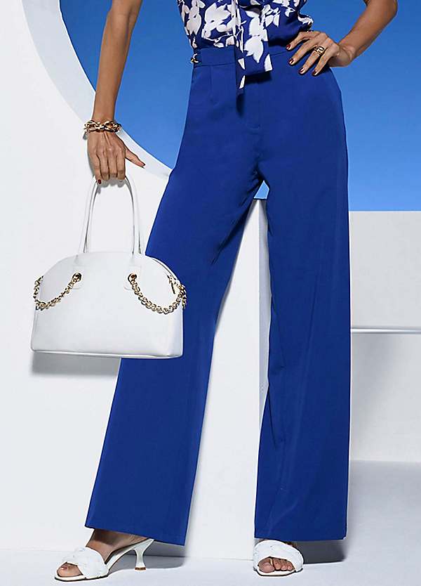 Together Navy Pleated Palazzo Trousers