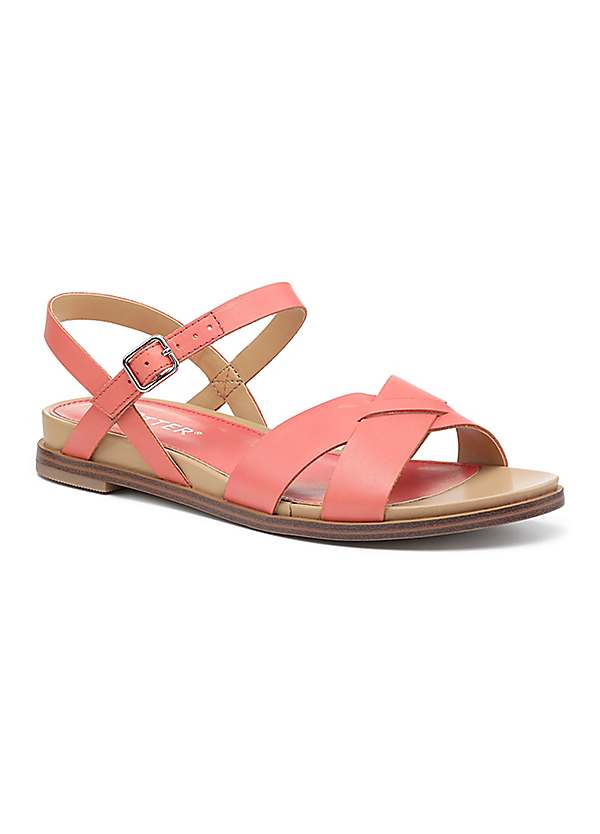 Hotter Sorrento Wide Coral Leather Smart Sandals Freemans