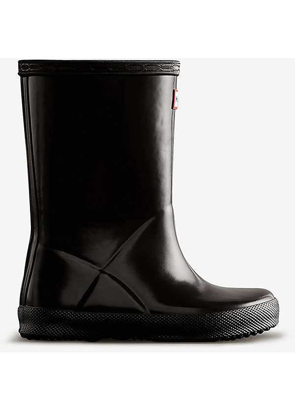 Hunter Kids Black First Gloss Wellingtons Freemans