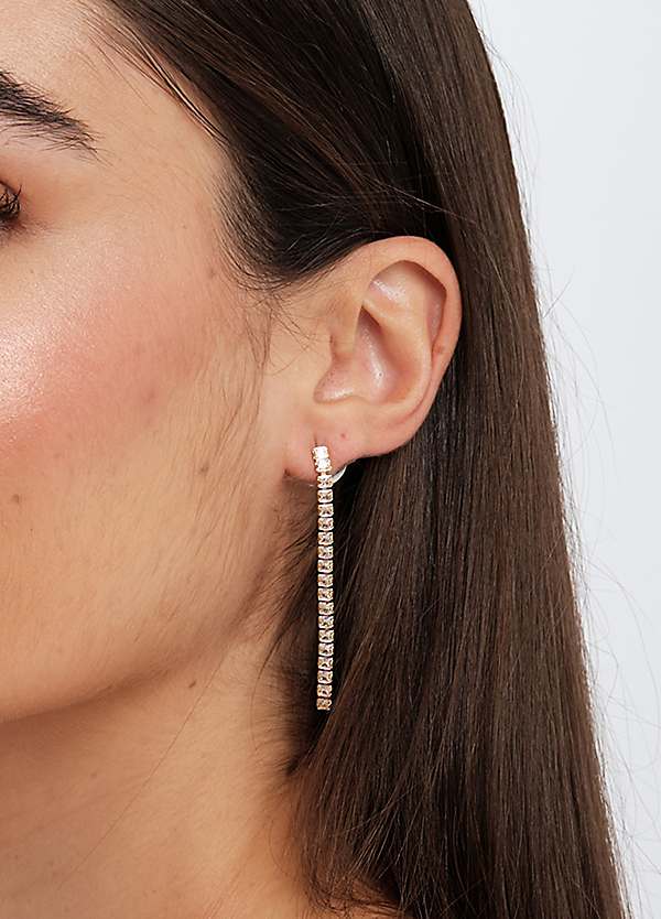 Inicio Gold Plated Cubic Zirconia Linear Drop Earrings Gift