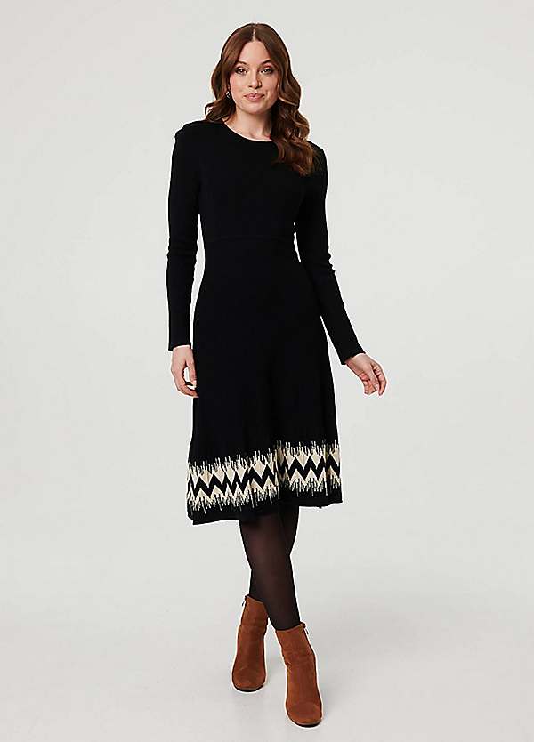 Izabel London Border Print Knee Length Knit Dress | Freemans