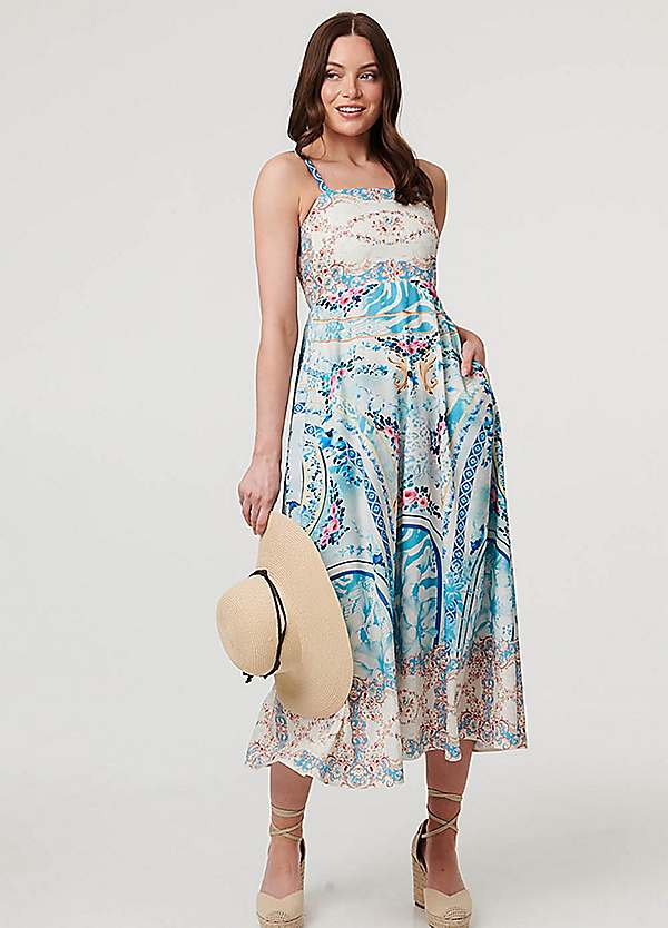 fitted sun dress Lillianne Cotton Midi Dress in Carnation Blue main image 1