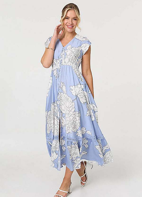 Izabel London Floral Cap Sleeve Button-Up Maxi Dress | Freemans Izabel London Floral Cap Sleeve Button-Up Maxi Dress | Freemans