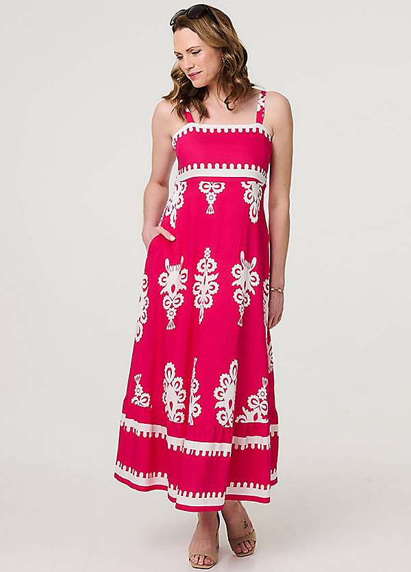 Izabel London Ikat Print Sleeveless A-Line Maxi Dress | Freemans Izabel London Ikat Print Sleeveless A-Line Maxi Dress | Freemans