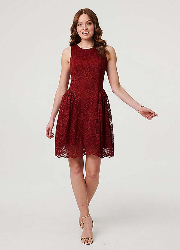 Izabel London Lace Layer Sleeveless Short Skater Dress | Freemans