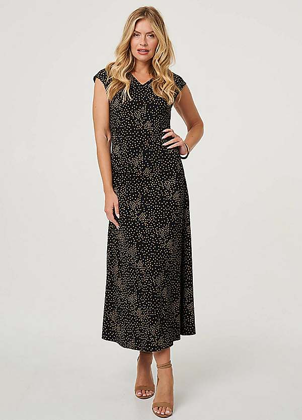 Izabel London Polka Dot Cap Sleeve A-Line Maxi Dress | Freemans