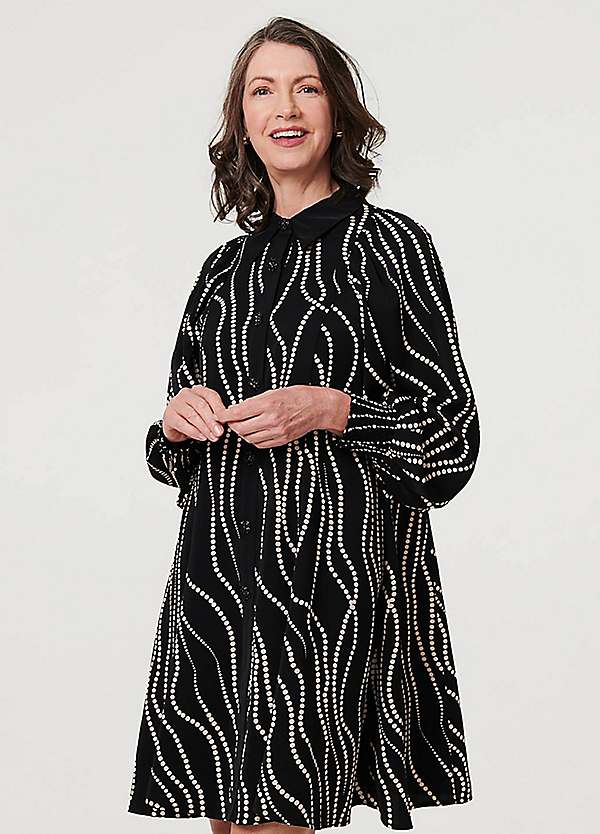 Izabel London Printed Long Sleeve Shirt Short Dress