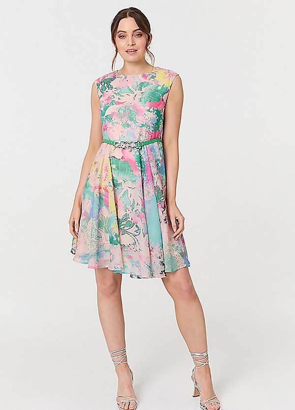 Izabel London Printed Sleeveless Short Skater Dress | Freemans
