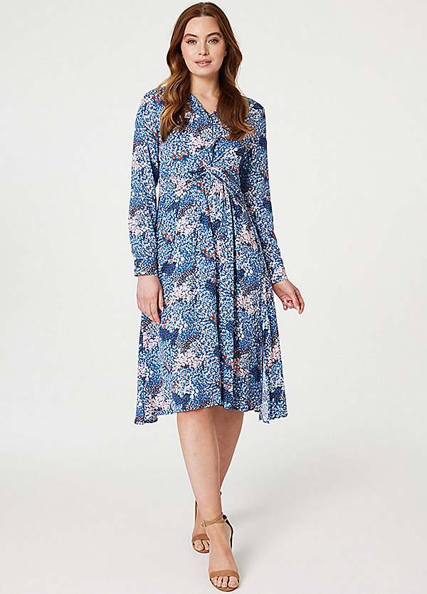 Izabel London Printed Twist Front Midi Dress