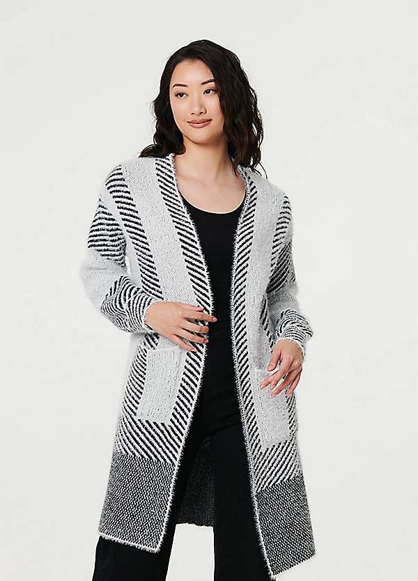 Izabel London Striped Longline Relaxed Cardigan | Freemans