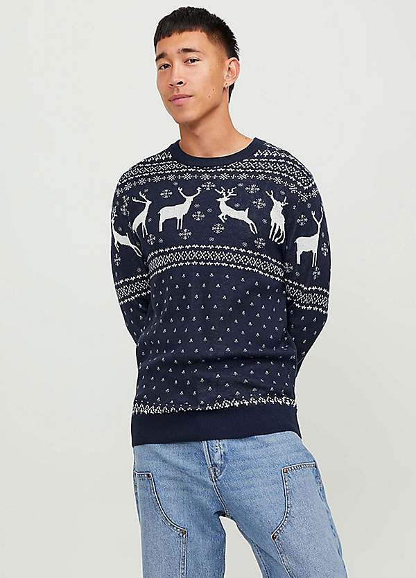 Jack & jones fairisle knitted christmas jumper sale