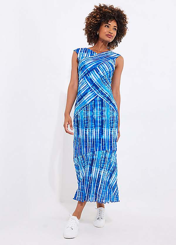 Joe Browns Asymmetric Bodycon Mesh Dress with Fluted Sleeves - Blue