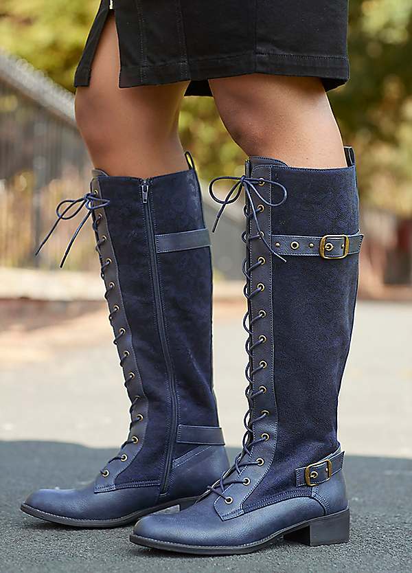 Joe Browns Leopard Print Lace-Up Riding Boots