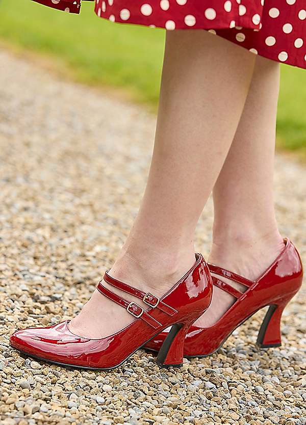 Joe Browns Patent Chunky Buckle Curved Heel Shoes Freemans