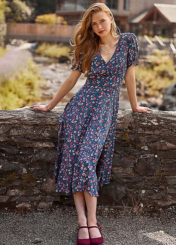 joe browns palm print dress Joe Browns Women's Palm Print Maxi Dress with Batwing Sleeves and Tie Waist, Petite, Pink, UK 16 : Amazon.co.uk: Fashion