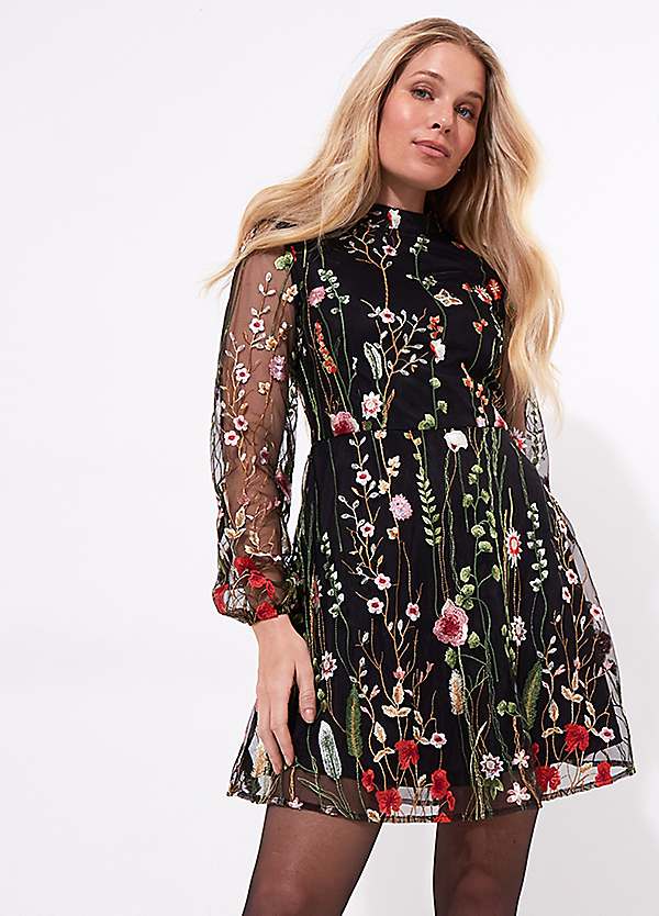 Joe Browns Statement Floral Embroidered Mesh Mini Dress Freemans