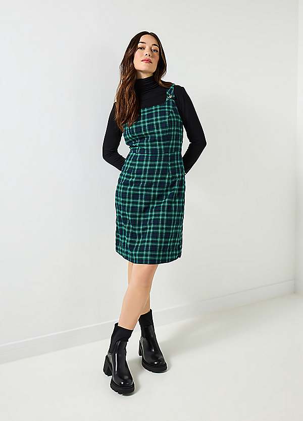 Joe Browns Tartan Check Pinafore Mini Dress - Green