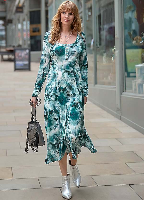 Joe Browns Tie Dye Boho Maxi Dress with Velvet Ribbon Back Detail