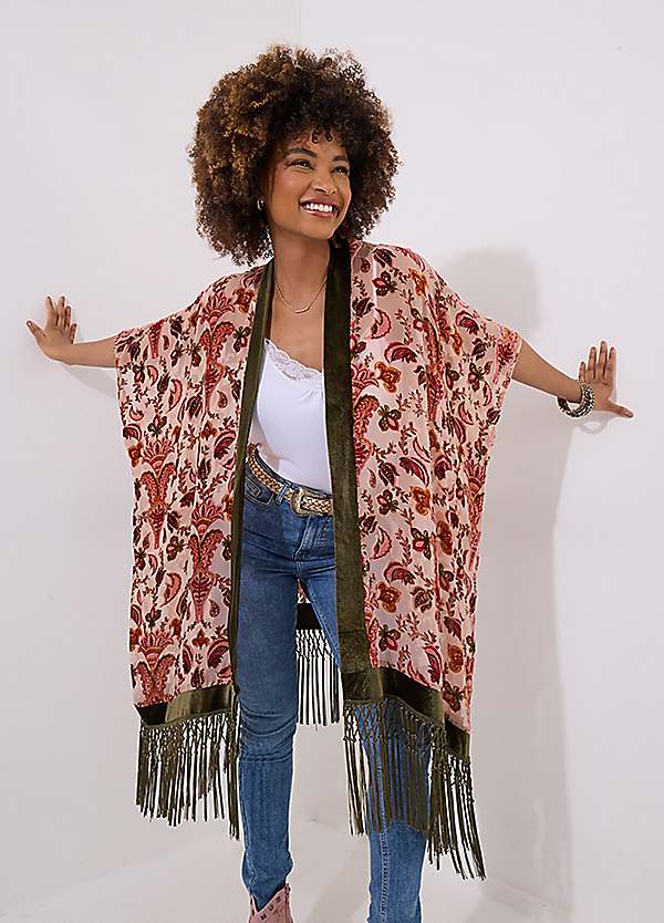 Joe Browns Velvet Paisley Fringe Kimono | Freemans