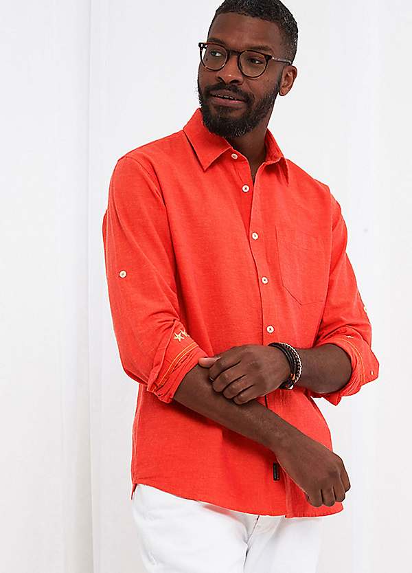 orange linen shirt mens
