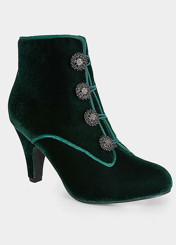 Joe Browns Winter Jewel Button Velvet Ankle Boots