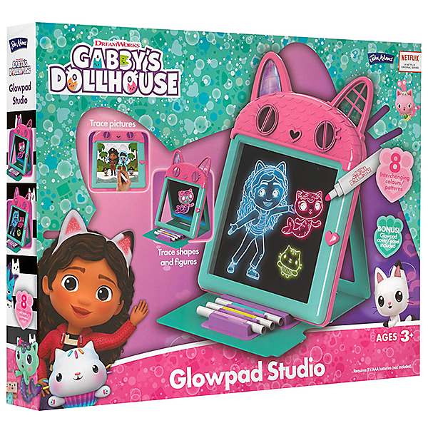 John Adams GLOWPAD: Gabby's Dollhouse Light Up 3-in-1 Drawing Studio from  John Adams