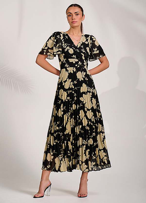 Jolie Moi Chiffon Ruffle Sleeve Pleated Maxi Dress | Freemans