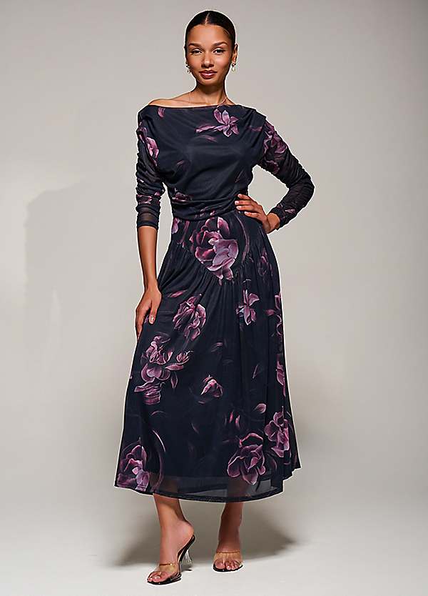 gathered asymmetric midi dress Jolie Moi Long Sleeve Mesh Color:Same As Pic 90s Party Outfit Ideas mermaid evening dress