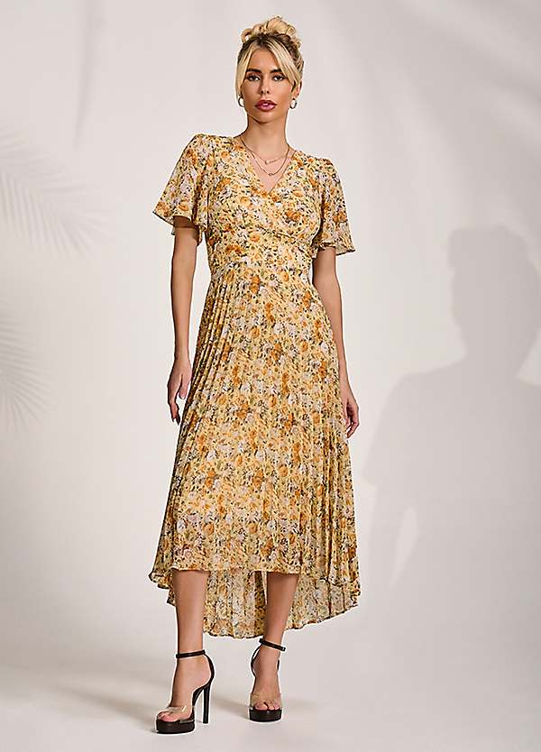 Jolie Moi Printed Chiffon Pleated Maxi Dress | Freemans