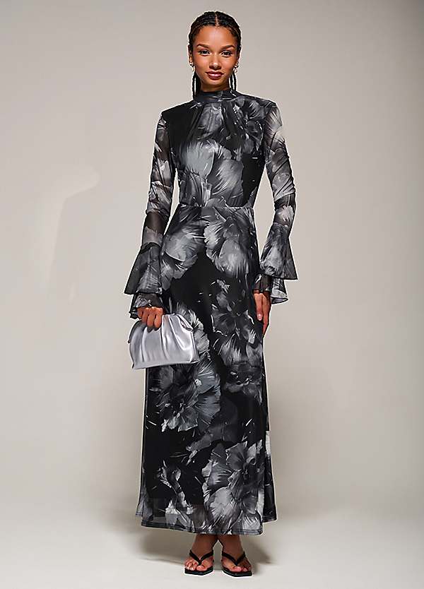Jolie Moi Ruffle Long Sleeve Mesh Maxi Dress | Freemans Jolie Moi Ruffle Long Sleeve Mesh Maxi Dress | Freemans