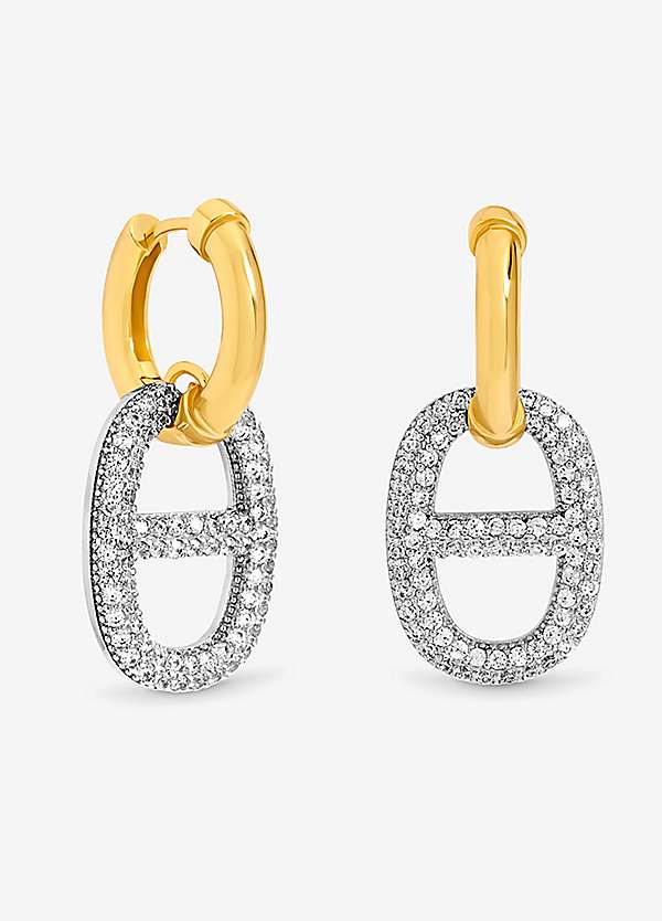 Jon Richard 18K Gold Plated and Crystal Link Drop Earrings Freemans
